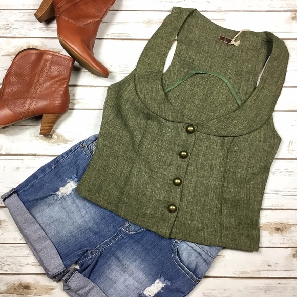 CDR Jackets & Blazers - CDR Green Vest Style Sleeveless Festival Top